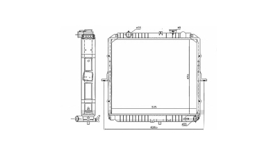 Radiator apa racire motor, KIA K-SERIE, 2001-2005 model K2500; cv manuala; motor 2,5 Diesel, aluminiu/ plastic brazat, 528x472x32 mm, 