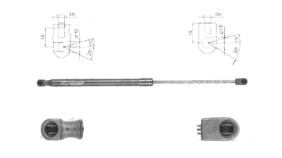 Amortizor capota spate, echilibror haion Kia Rio (Ub), 09.2011-12.2016, Stanga = Dreapta, Lungime, Cursa, Forta: 487, 5 mm, 199 mm, 320 N, Hatchback