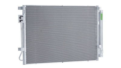 Condensator climatizare Kia Rio, 09.2011-12.2015, motor 1.4, 80 kw benzina, cutie manuala/automata; 1.2, 62 kw benzina, cutie manuala, full aluminiu brazat, 555(520)x380(360)x12 mm, cu uscator si filtru integrat
