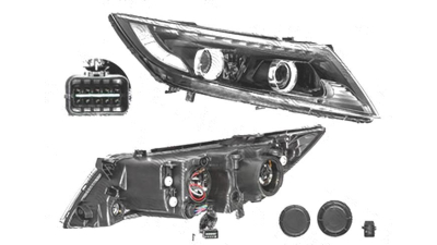 Far Kia Optima (Tf), 09.2013-10.2015, fata, Dreapta, cu LED daytime running light; H1+H7+H7+LED+PY21W; electric; fara motoras;