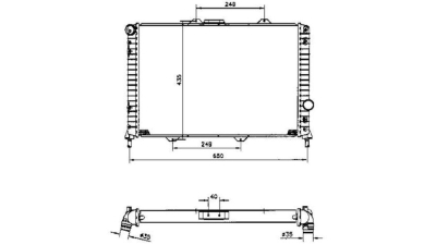Radiator racire Lancia Lybra, 07.1999-09.2001, Motorizare 1, 9 Jtd 77kw Cv Manuala; 2, 0 113kw Cv Automata Diesel/Benzina, tip climatizare cu/fara AC, cu conectori rapizi iesire/intrare, dimensiune 580x414x35mm, Cu lipire fagure mecanica, RNBC