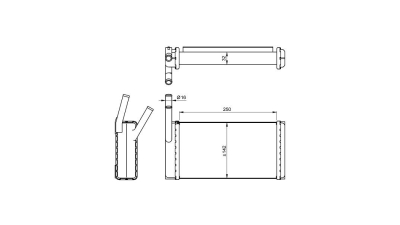 Radiator Incalzire Land Rover Range Rover, 10.1989-04.1994, motor 3.5 V8, 3.9 V8, 4.3 V8, benzina, cutie manuala, aluminiu brazat/plastic, 254x142x32 mm, 