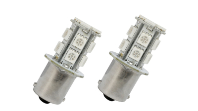 Set 2 becuri auto cu leduri Vecta 12V BA15s S25 , 13 LED , 5050 SMD , rosu
