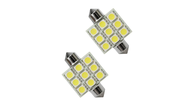 Set 2 becuri auto Vecta cu 9 leduri SMD 12V T11x36mm C5W alb sofit Festoon 5050SMD 