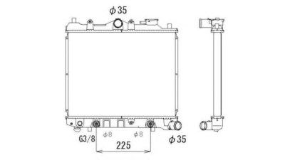 Radiator racire Mazda 323, 05.1985-06.1989, motor 1.1, 40 kw, 1.3, 44 kw; 1.5, 55 kw; 1.6, 76 kw, benzina, cutie automata 448x352x26 mm, aluminiu brazat/plastic, 
