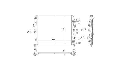 Radiator racire Mazda Mx-5 (Nc), 10.2005-2015, Motorizare 1, 8 93kw; 2, 0 118kw Benzina, tip climatizare Cu/fara AC, cutie Manuala, diametru intrare/iesire 33/33mm, tip Denso, dimensiune 550x430x25mm, Cu lipire fagure prin brazare, KOYO