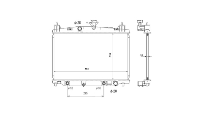 Radiator racire Mazda 2 (De), 07.2007-2014, Motorizare 1, 3 55/63kw; 1, 5 76kw Benzina, tip climatizare Cu/fara AC, cutie automata, dimensiune 517x350x16mm, Cu lipire fagure prin brazare, KOYO