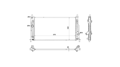 Radiator racire Mazda 3 (Bl), 01.2009-2013, Motorizare 2, 2 Mzr-Cd 110/136kw Diesel, tip climatizare Cu/fara AC, cutie Manuala, dimensiune 672x368x25mm, Cu lipire fagure prin brazare, KOYO