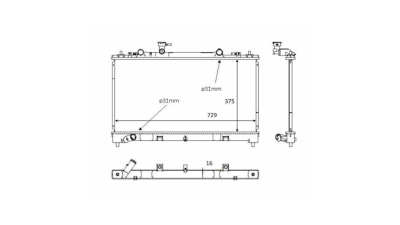 Radiator racire Mazda 6 (Gh), 08.2007-2012, Motorizare 2.0 Mz-Cd 103kw; 2, 2 Mzr-Cd 92/120/136kw Diesel, tip climatizare Cu/fara AC, cutie Manuala, dimensiune 735x375x16mm, Cu lipire fagure prin brazare, Aftermarket
