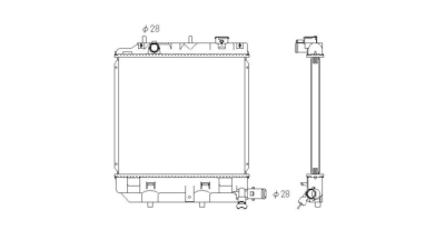 Radiator racire Mazda Demio (Dw) 10.1999-10.2002, Motorizare 1, 3 46/53/60kw; 1, 5 55/73kw Benzina, tip climatizare Cu/fara AC, cutie Manuala, diametru intrare/iesire 28/28mm, dimensiune 378x350x25mm, Cu lipire fagure prin brazare, Aftermarket