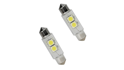 Set 2 becuri auto Vecta cu 2 leduri SMD 12V T11x39mm P29T alb sofit Festoon 5050SMD 