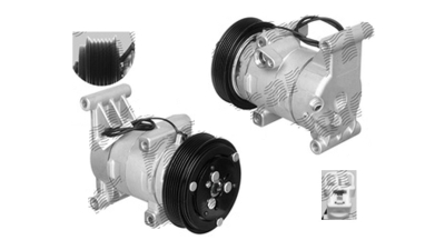 Compresor aer conditionat Mazda 2, 2007-2014, motorizare 1.3 55/63kw; 1, 5 76kw, benzina, rola curea 116 mm, 6 caneluri, tip Pansonic: V09A