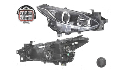 Far Mazda 3 (Bm), 06.2013-, fata, Dreapta, cu daytime running light; H11+H15+W5W; electric; fara motoras, TYC