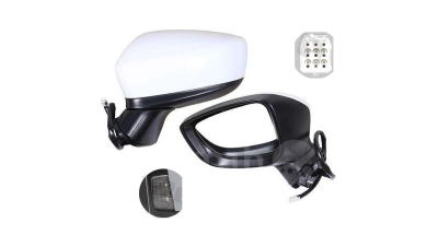 Oglinda usa exterioara MAZDA 3 (BM), 06.2013-08.2017, partea stanga, reglare electrica; grunduit; incalzit; sticla asferica; geam cromat; 6 pini; cu lampa indicatoare LED