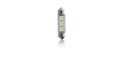 Set 2 becuri auto Vecta cu 3 leduri SMD 12V T11x/39mm P29T alb sofit Festoon 