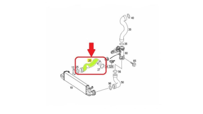 Furtun intercooler, supraalimentare Mercedes C-Class (W203) 2000-2007, Clc-Class (Cl203) 2008-, Clk-Class (W209) 2002-2010, C-Sportcoupe (Cl203) 2000-2008, cauciuc, BestAutoVest 5000PT-5