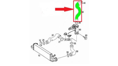Furtun intercooler, supraalimentare Mercedes C-Class (W203) 2000-2007, Clc-Class (Cl203) 2008-, Clk-Class (W209) 2002-2010, C-Sportcoupe (Cl203) 2000-2008, cauciuc, BestAutoVest 5003PT-1