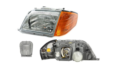 Far Mercedes Clasa Sl (R129) 03.1989-07.1998, fata, Stanga, cu semnalizare portocalie; cu additional reflective element (side); H4; electric; cu motor;