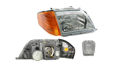 Far Mercedes Clasa Sl (R129) 03.1989-07.1998, fata, Dreapta, cu semnalizare portocalie; cu additional reflective element (side); H4; electric; cu motor;