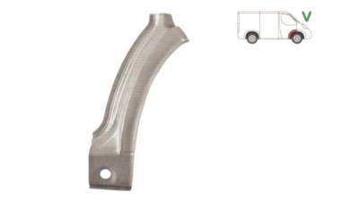Segment reparatie aripa fata interior Mercedes Vito, Clasa V, 1996-2003, Partea Dreapta, punte Fata partea din spatele rotii, element exterior , din metal,
