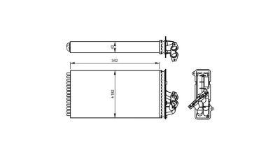 Radiator Incalzire Mercedes Vito/Clasa 5 (W638), 02.1995-07.2003, motor 2.0, 2.3, 2.8 V6, benzina, 2.2 CDI, 2.3 TD, diesel, aluminiu mecanic/plastic, 343x182x42 mm, 