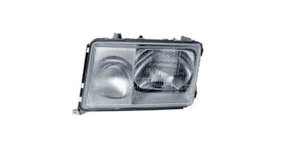 Far Mercedes Clasa E (W124) 12.1984-1990, partea Stanga, fara lucas; H3+H4; pneumatic; reflector negru, DEPO