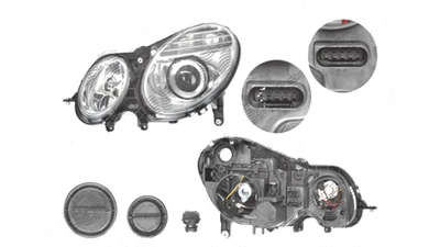 Far Mercedes Clasa E (W211) Sedan/Combi, 06.2006-12.2009, fata, Stanga, H7+H7+PY21W+W5W; electric; cu motor, DEPO