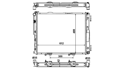 Radiator racire Mercedes W124/Clasa E, 1984-1996 Mode 400e/E420 (4, 2 V8 210kw); E420 (4, 2 V8 205kw); E500 (5, 0 V8 235kw); 500e (5, 0 V8 240kw); Benzina, tip climatizare Cu/fara AC, cutie automata, dimensiune 610x480x42mm, Cu lipire fagure prin brazare,