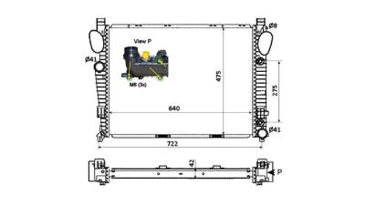 Radiator racire Mercedes Clasa Sl (R230) 08.2001-08.2005 Model Sl350 (3,7 V6 180kw); Benzina/Diesel, Automat, Cu/fara AC, cu conectori rapizi intrare/iesire, 641x473x42, Cu lipire fagure prin brazare Original
