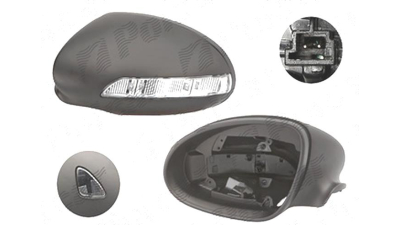 Carcasa oglinda exterioara Mercedes Clasa S (W221) 09.2005-06.2009, Stanga, grunduita; cu semnalizare; cu gauri pentru lampa perimetru, View Max