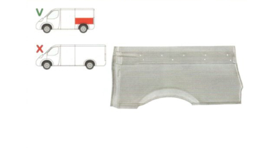 Segment reparatie aripa spate Mercedes Vito, Viano, 2004-2014 Partea Stanga, Spate, lungime 1230 mm , inaltime 565 mm, vehicul cu usa stanga culisanta , Model SCURT