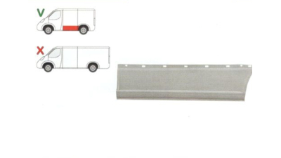 Segment reparatie panou lateral Mercedes Vito/ Viano (W639) 01.2003-2014, partea Stanga, Cu Gauri Ornament, Lungime 1360, Inaltime 370mm, Metal, pentru tip caroserie SCURT