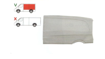 Segment reparatie aripa spate Mercedes Vito, Viano, 2004-2014 Partea Stanga, Lateral, metal , model : Scurt, Panou , partea superioara, pana la pavilion