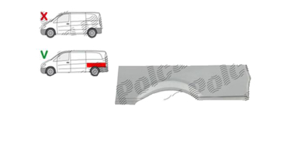Aripa spate Mercedes Vito /Viano (W639), 01.2003-10.2010 Model lung, parte montare stanga, 50408313, Aftermarket
