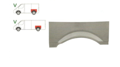 Segment reparatie aripa spate Mercedes Vito, Clasa V Viano, 2004-2010 Partea Stanga, Spate, Model Lung , deasupra rotii