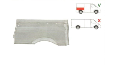 Segment reparatie aripa spate Mercedes Vito, Viano 2004-2014 Partea Dreapta, Spate, lungime 1225 mm , inaltime 575 mm, superioara, Model SCURT