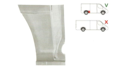 Segment reparatie aripa spate Mercedes Vito, Viano 2004-2010 Partea Dreapta, Punte Spate in fata rotii, inferior, model SCURT