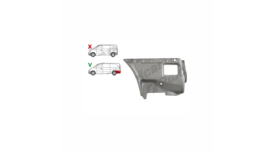 Segment aripa spate MERCEDES VITO/ VIANO (W639), 01.2003-10.2010, extra lung, spate, partea dreapta, otel galvanizat; in spatele carcasei rotii; inferior