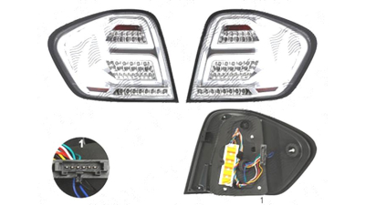 Stop spate lampa Mercedes Clasa Ml (W164), 07.2008-11.2011, spate, Stanga+Dreapta, LED; transparent, silver; tuning, Taiwan