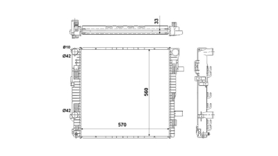 Radiator racire Mercedes T2 Vario (670), 07.1996-2013 Model 512d/612d (2, 9 D 90kw) Diesel, tip climatizare fara AC, cutie Manuala, dimensiune 570x550x27mm, Cu lipire fagure mecanica, Original (BEHR)