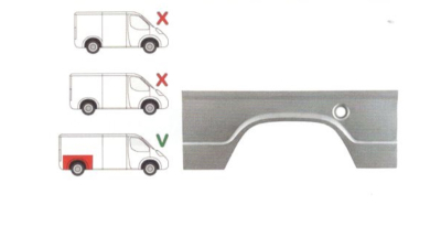 Segment reparatie aripa spate Mercedes 207-410 Din 1977-1995 Partea Dreapta, Punte Spate, lungime 1370 , inaltime 478 mm