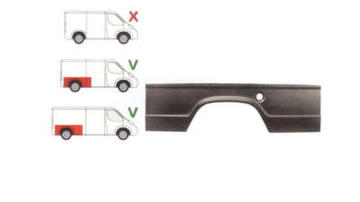 Segment reparatie aripa spate Mercedes 207-410 Din 1977-1995 Partea Dreapta, Spate, lungime 1845 , inaltime 507 mm,  , model lung