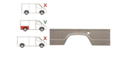 Segment reparatie aripa spate Mercedes 207-410 1977-1995, 1977-1995 Model Long / Lung, parte montare Segment reparatie aripa spate dreapta, 50618412, Aftermarket