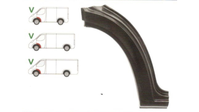 Segment reparatie aripa fata interior Mercedes Sprinter 1995-2006, VW LT 05.1996-12.2005 Partea Stanga, Punte Fata in spatele rotii , element exterior , din metal