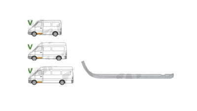 Treapta Mercedes Sprinter, 01.1995-01.2007, Vw Lt 2 05.1996-12.2005, Fata, partea Stanga, intaritura, Aftermarket