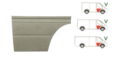 Panou reparatie usa Mercedes SPRINTER 208-416 (W901-905), 01.1995-2006, VW LT II 05.1996-2005 ; modele Scurt/Mediu/Lung, partea dreapta, usa fata , inalt ,inaltimea 645 mm, 
