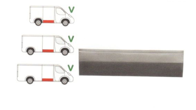Panou reparatie usa Mercedes SPRINTER 208-416 (W901-905), 01.1995-2006, VW LT II 05.1996-2005, partea dreapta, lungime 1185 mm, inaltime 355 mm, cu indoitura, usa culisabila, 