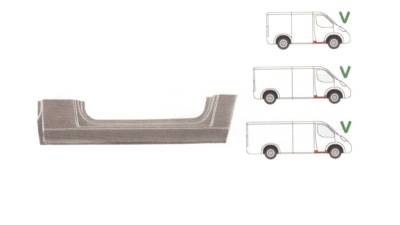 Prag metalic Mercedes Sprinter (W901-905), 1995-20022007, VW LT 1996-2005, parte montare Prag dreapta, 50624213, Aftermarket