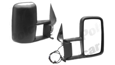 Oglinda exterioara Mercedes Sprinter 208-416, 01.1995-2006 partea dreapta, geam crom convex, carcasa neagra reglare electrica cu incalzire, Model LUNG / LONG, mufa cu 5 gauri/ 5 pini, ViewMax 9018101016