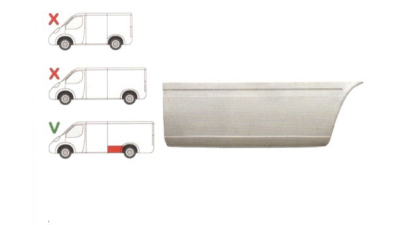 Segment reparatie aripa spate Mercedes Sprinter  1995-2007, VW LT 1995-2006 L=2900 Partea Stanga, Spate, baza roti :4025 mm , in fata rotii
